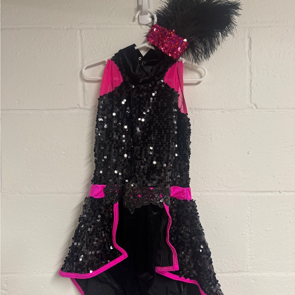Weissman Black & Hot Pink Sequin Showgirl Costume